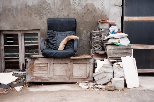 Old furniture items ready for disposal